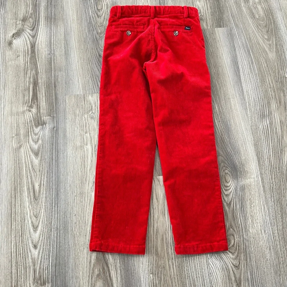 Polo Ralph Lauren Kids Red Corduroy Pants Straight Leg Size 6 Adjustable Waist